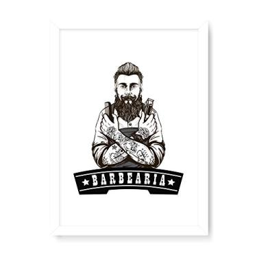 Imagem de Arte Maníacos Quadro Decorativo Barbeiro Braços - 23x16,25cm (Moldura em laca branca)