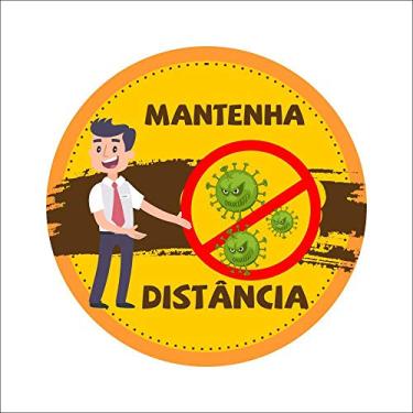 Imagem de Adesivo P/Chão Mantenha Distância Amarelo 10 Unidades Mod03