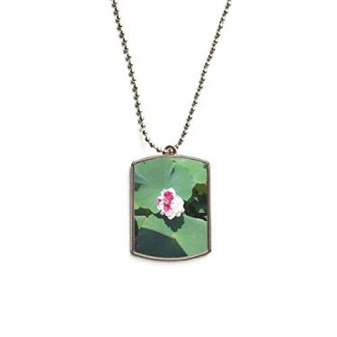 Imagem de DIYthinker Colar com pingente de etiqueta de cachorro Little Lotus Summer Sunshine de aço inoxidável