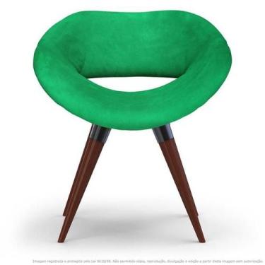 Imagem de Poltrona Beijo Verde Cadeira Decorativa Com Base Fixa De Madeira - Cle