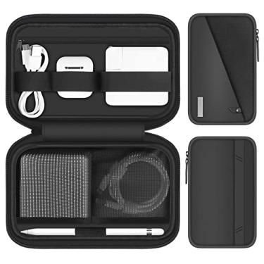 Imagem de Lacdo Saco organizador de cabos de viagem organizador eletrônico acessórios eletrônicos estojo de transporte para carregador, cabo, cabo, USB, disco rígido, telefone, cartão SD,resistente à água,preto