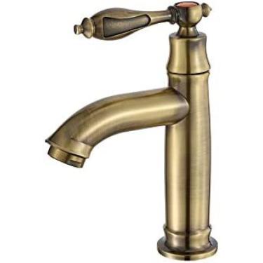 Imagem de Torneiras De Lavatório Antigas Pastorais Europeias Em Cobre Retrô Taiwan Torneira De Lavatório Torneira De Bronze Única Torneira De Água Fria, Adequada Para Banheiros, Banheiros, Hotéis,Constructi