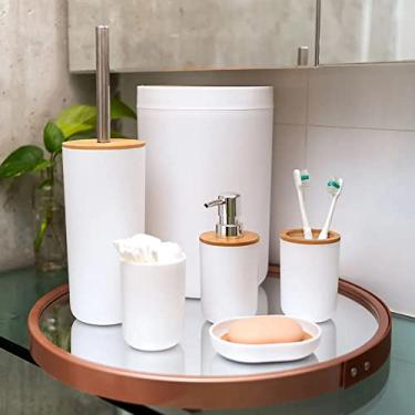Imagem de Plasvale, Kit Conjunto para Banheiro Bambu 6 Peças, Branco