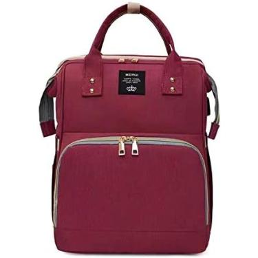 Imagem de Mochila De Bolsa De Fraldas 3 Em 1 Com Estação De Troca, Cama Dobrável Portátil Para Mamãe Berço De Viagem Para Bebês Recém-nascidos Para Meninas E Meninos,Vermelho,bonny369