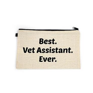 Imagem de Bolsa de maquiagem veterinária, presente para assistente veterinário, melhor assistente veterinário de todos os tempos, bolsa de higiene pessoal, para ela, bolsa de maquiagem para mulheres, bolsa de , Branco