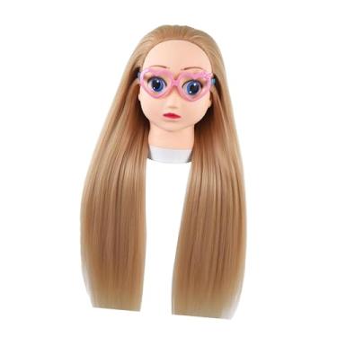 Imagem de Esquirla Cabeça de boneca modelo com braçadeira de mesa, cabeça de manequim multiuso 65cm, estilo infantil, cabeça de boneca para cabeleireiros, Estilize um