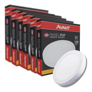 Imagem de Kit 20 Plafon Pop Sobrepor 22x22cm Avant 18W 3000K Bivolt Luz Amarela - Redondo