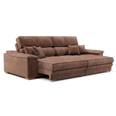 Imagem de sofá 3 lugares retrátil e reclinável lupin veludo marrom