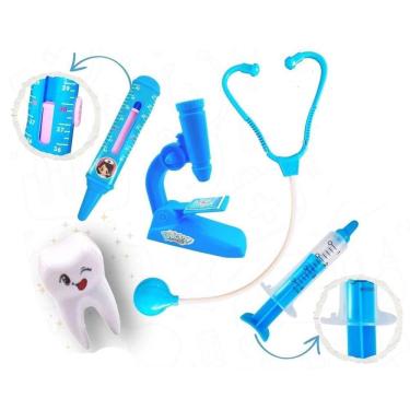 Imagem de Kit Dentista Brinquedo Meninos Azul 6 peças - Plástico