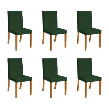 Imagem de Kit 6 Cadeiras De Jantar Luxo Modernas Estofadas Em Veludo Verde Paula
