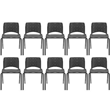 Imagem de Kit 10 Cadeiras Ergoplax Slim Fixa Preto