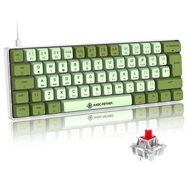 Imagem de Teclado mecânico pequeno para jogos tipo-c com fio PBT com teclado subbed de corante arco-íris RGB retroiluminado 60% Layout anti-fantasma completo 62 teclas ergonômicas para Typist Laptop PC Mac Gamer (Green Mix/Red Switch)