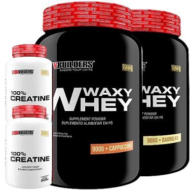 Imagem de Kit 2x Waxy Whey 900g + 2x Creatina Monohidratada 100% Pura 300g - Bodybuilders (Baunilha e Cappuccino)