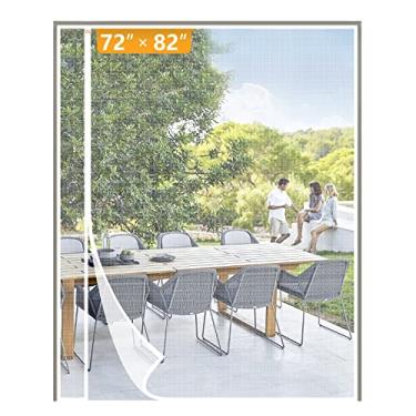 Imagem de Porta de tela magnética Yotache branca reversível, abre na esquerda/direita, serve para portas de 183 x 208,3 cm, vista desobstruída para vários tipos de portas, tela de 188 x 210,8 cm