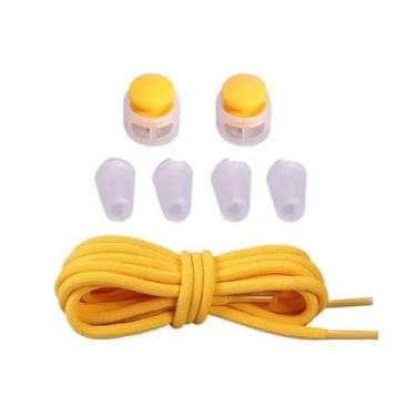 Imagem de Elastic Shoelaces With Lazy Lace Buckle Round Lock No Tie Shoelaces For Kids Rubber Lazy Shoelaces For Sneakers(Color:Golden)