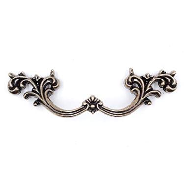 Imagem de Jetland Puxadores de gaveta provinciais franceses - pacote com 6, latão antigo, centros de orifício de 7,6 cm, puxadores chiques vintage para armário de mesa de cabeceira, PW1619ABR76