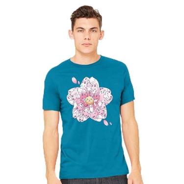 Imagem de TeeFury - Sakura Foxes - Camiseta masculina animal, raposa, Pó azul, P