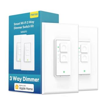 Imagem de Kit de interruptor de dimmer inteligente de 3 vias, o interruptor de luz inteligente Meross suporta o Apple HomeKit, Siri, Alexa, Google Assistant e SmartThings, interruptor de luz Wi-Fi de 2,4 GHz, fio neutro necessário, programação de controle remoto