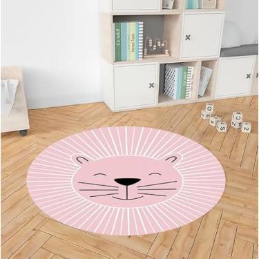 Imagem de Tapete Decorativo Para Quarto de Bebê - Leão Rosa