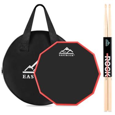 Imagem de EASTROCK Practice Drum Pad, 30,5 cm almofada de borracha deslizante dupla face, tambor de borracha para iniciantes, preto + vermelho