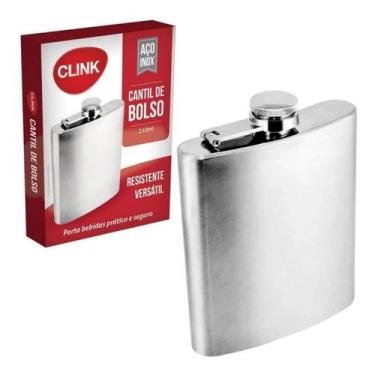 Imagem de Cantil De Bolso Em Aço Inox 210ml - Clink