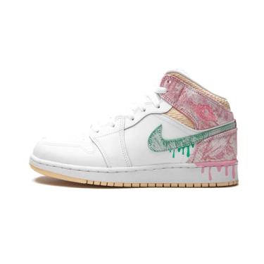 Imagem de Nike Air Jordan 1 Mid Paint Drip Grade School GS Youth Women (Numeric_6_Point_5) White