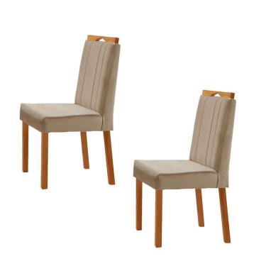Imagem de Kit 2 Cadeiras ágata Com Puxador Móveis Minas Cor Veludo Bege