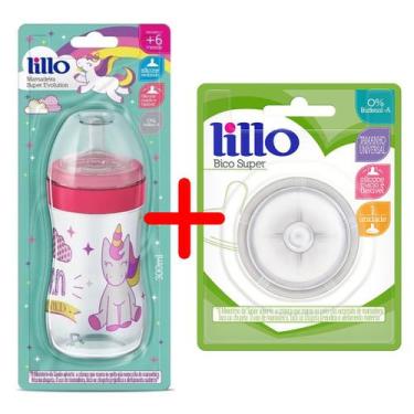 Imagem de Kit Mamadeira Bebe 300ml Lillo Evolution Magia E 1 Cartela Bico Refil 
