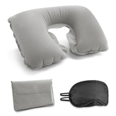 Imagem de Almofada Pescoço Inflável Avião Kit Viagem Máscara Dormir - ZINGO SHOP