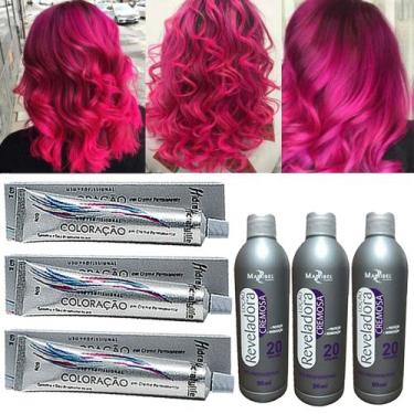Imagem de Kit Rosa Pink 03 Coloração e 03 OX 20 Vol. Mairibel/Hidraty