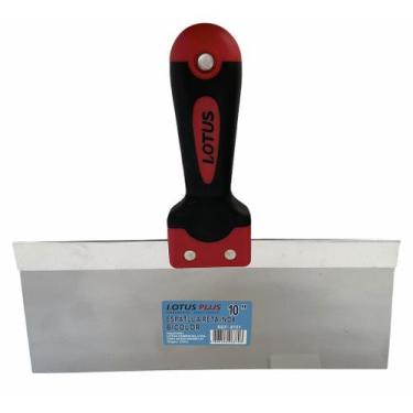 Imagem de Espátula Reta Inox Gesso Drywall Cabo Emborrachado 10" - LOTUS