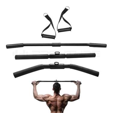 Imagem de Kit 4 Puxadores Musculação Crossover Puxador Reto Puxador Curvo  Puxad