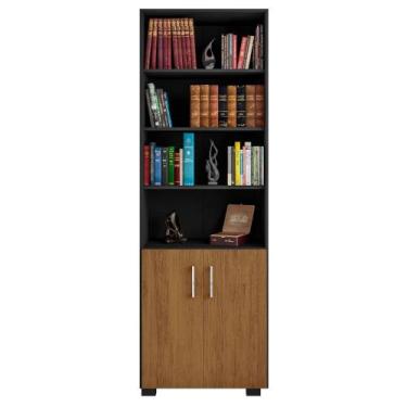 Imagem de Estante Para Livros Multiuso Livreiro Preto E Porta Pequena - Móveis L