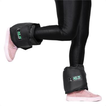 Imagem de Par Caneleira Tornozeleira KL Master Fitness Peso 4 Kg, Preto