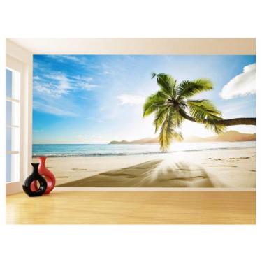 Imagem de Papel De Parede Coqueiros Praia Mar Azul Água 3,5M Npr301 - Você Decor