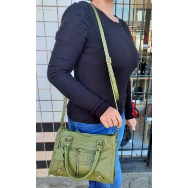 Imagem de Bolsa Transversal Feminina - Verde Escuro - Em couro - Mobelli Cosmeti