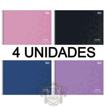 Imagem de Kit 4 Cadernos Espiral 60 Folhas Cartografia Cores Capa Dura Sortido M