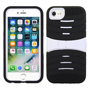 Imagem de Cube Capa de celular para Apple iPhone 8 / iPhone 7 / iPhone 6s / iPhone 6 - Suporte horizontal branco com película de silicone preta sólida