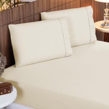 Imagem de Roupa de Cama Queen 400 Fios 3 Peças Toque Acetinado 100% Macio - Suit