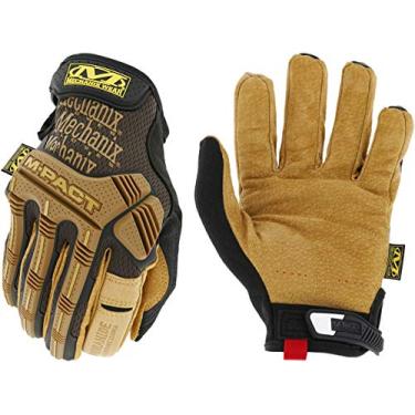 Imagem de Mechanix Wear M-Pact Luvas de couro – Luvas de trabalho resistentes a impactos para suporte manual – Design respirável – Absorção de choque – Lavável na máquina – marrom/preto – GG