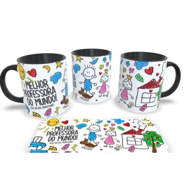 Imagem de Canecas Preta Personalizadas dia dos Professores - Estampa Sublimada, 