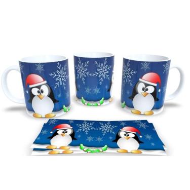 Imagem de Canecas de Porcelana Personalizadas Natal Animal - Estampa Sublimada, 