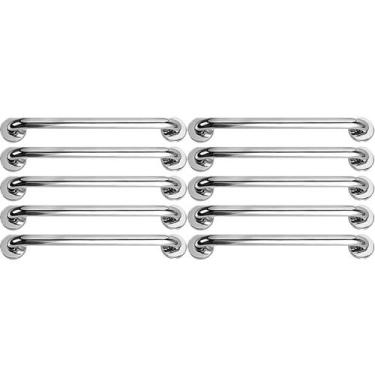 Imagem de Alça Apoio 50Cm Barra Suporte Anti Queda Kit 10 Uni Aço Inox Idoso Ges