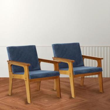 Imagem de Conjunto Kit 2 Poltronas Cadeiras Madeira Conforto Sala Decorativa Var