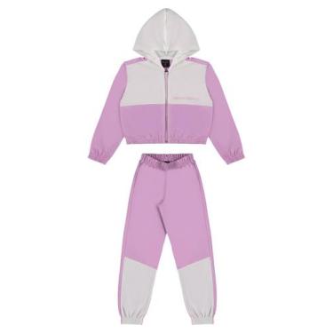 Imagem de Conjunto Jaqueta Cropped e Calça Infantil Menina Guloseima, Roxo, 3