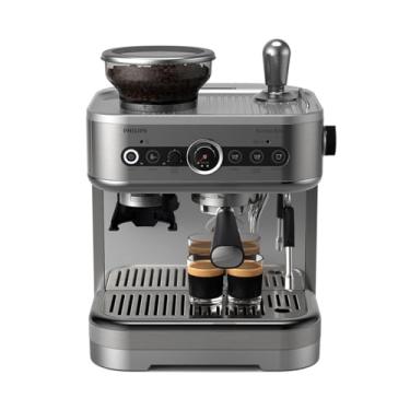 Imagem de Philips Barista Brew Máquina de café expresso semiautomática, botão americano, recipiente de feijão de 250 g, jarro de leite de temperatura perfeita, caixa de metal, cor prateada, (PSA3218/01)