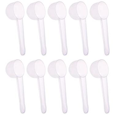 Imagem de ONLYKXY Colheres de medição de plástico de cabo longo transparente 10 peças colheres de café proteína leite em pó colher ferramentas de cozinha (10g)