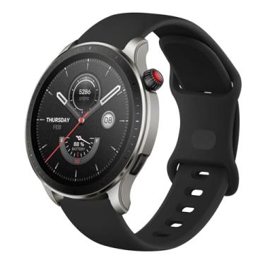 Imagem de Pulseira de substituição para relógio inteligente Amazfit GTR 4, GTR 3 Pro, Bip 5, pulseira esportiva de silicone macio de 22 mm, preta