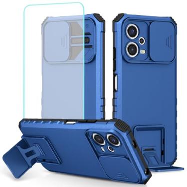 Imagem de Tothedu Capa para Redmi Note 12 5G, capa para Redmi Note 12 4G/Poco X5 5G com protetor de tela de vidro temperado e capa de câmera deslizante, capa protetora fina com suporte para celular Xiaomi Poco