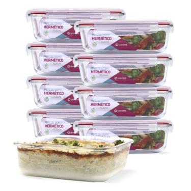 Imagem de KIT 9 Potes de Vidro Retangular com Tampa Hermética 1520ml - U4home, V